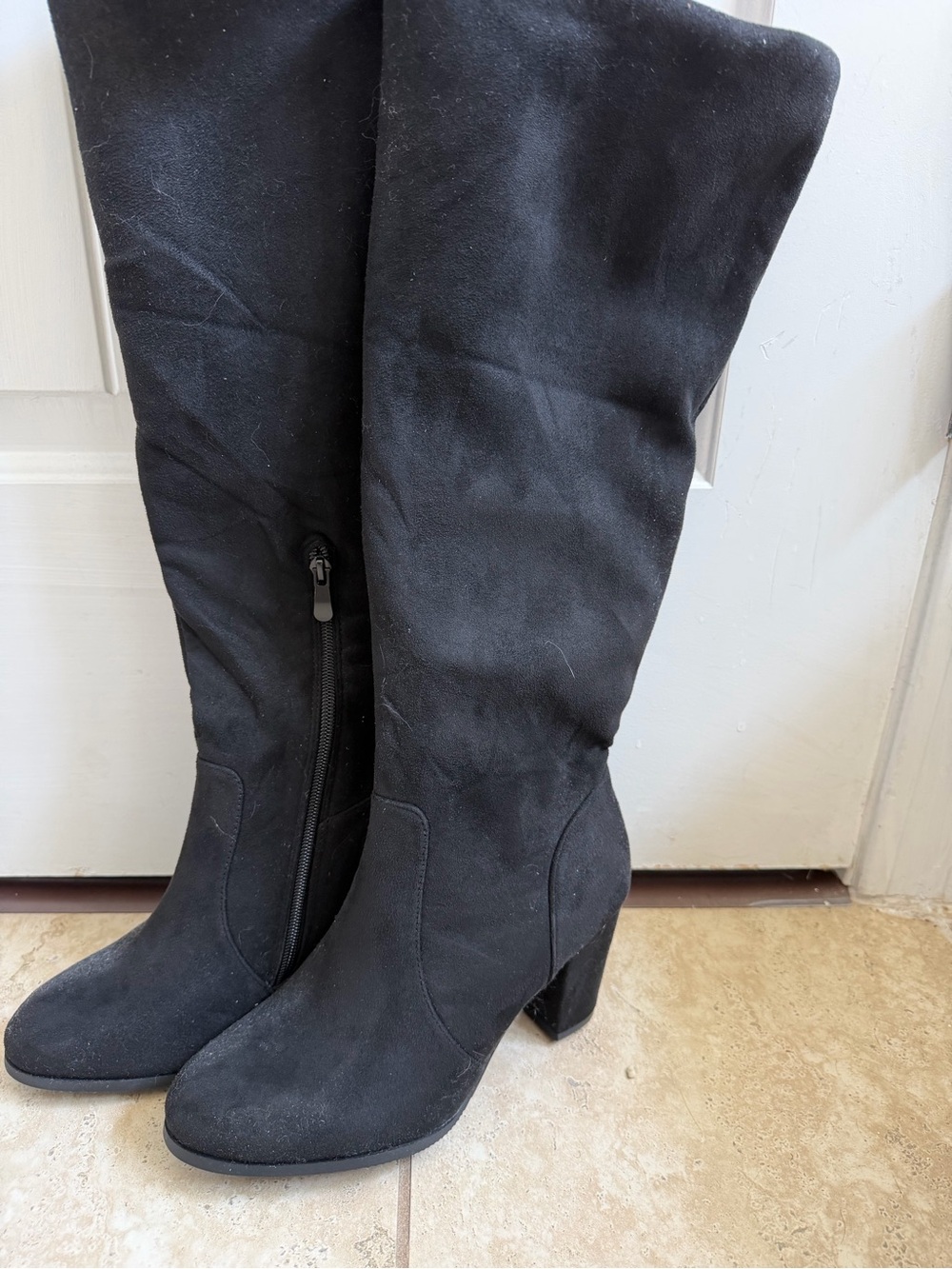 Dream Pairs Black Over-the-Knee Block Heel Boots